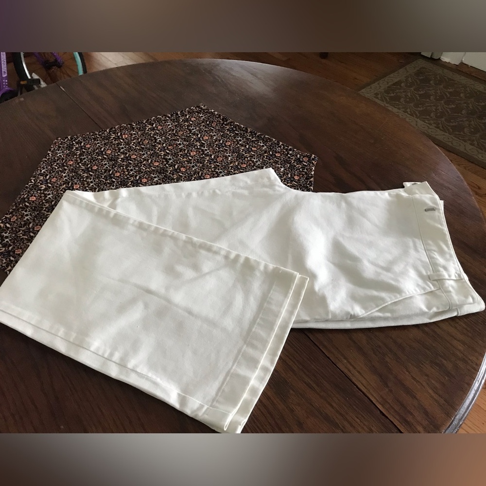 Talbots cream slacks - long and with some stretch